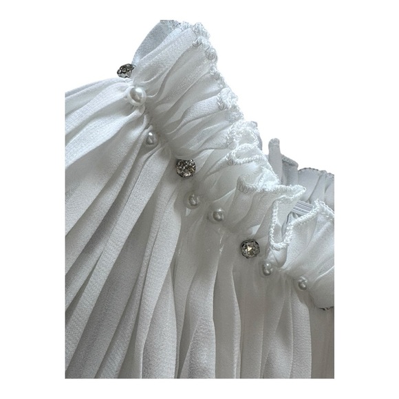 Luxuoire Cropped Off the Shoulder Top with Bling - S - Picture 9 of 16